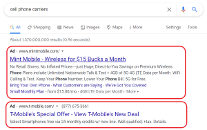 Google Ads Search Example